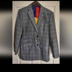 Men's small boutique plaid blazer, Colorado flag detail